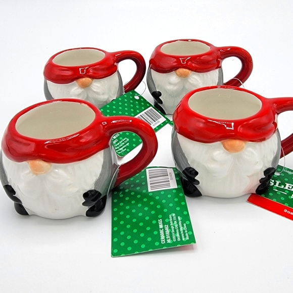 New 4 Ceramic Gnome Expresso Mugs 2" H - Picture 1 of 6